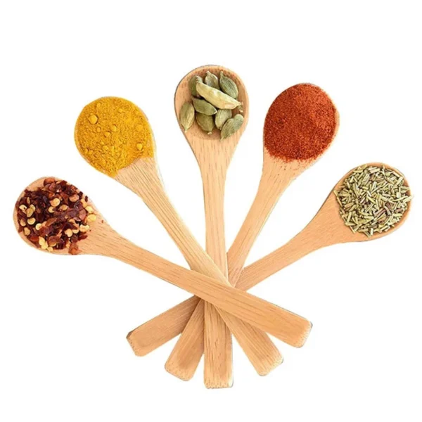 Cuillères en Bambou - 6/1 Pièces - Ustensiles de Cuisine en Bois pour le Thé, Café, Condiments et Service - Idéales pour la Cuisine et la Maison – Image 11