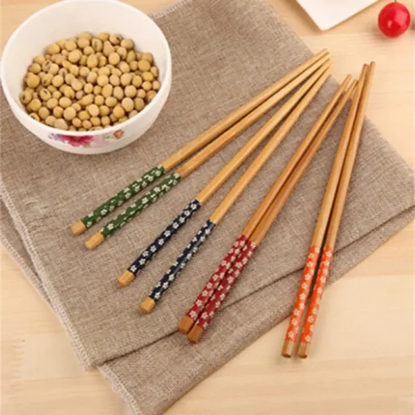 Paquet de 1 Paire de Baguettes Réutilisables en Bambou Naturel 24cm – Fait Main, Idéales pour Sushi et Hot Pot – Image 5