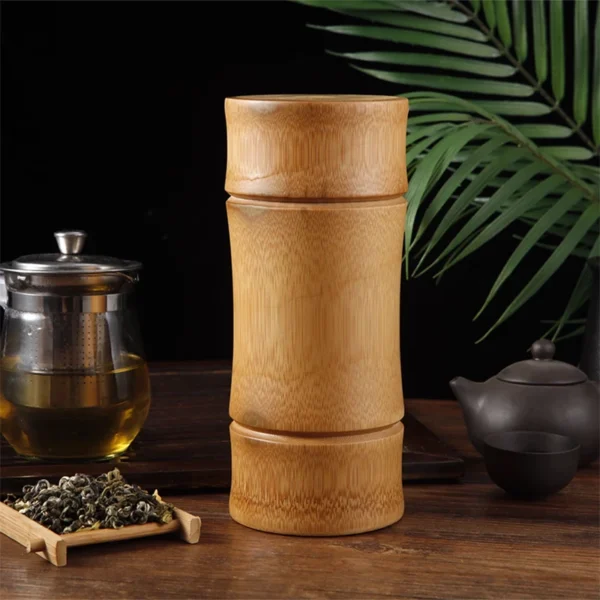 Boîte de rangement en bambou naturel pour aliments, thé, épices et noix - bocal organisateur écologique pour la cuisine. – Image 18