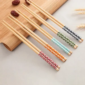 Paquet de 1 Paire de Baguettes Réutilisables en Bambou Naturel 24cm – Fait Main, Idéales pour Sushi et Hot Pot