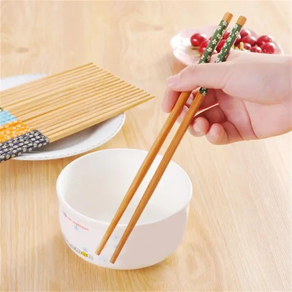 Paquet de 1 Paire de Baguettes Réutilisables en Bambou Naturel 24cm – Fait Main, Idéales pour Sushi et Hot Pot – Image 4