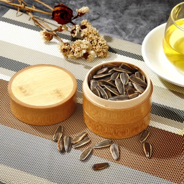 Boîte de rangement en bambou naturel pour aliments, thé, épices et noix - bocal organisateur écologique pour la cuisine. – Image 16