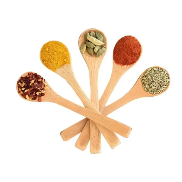 Cuillères en Bambou - 6/1 Pièces - Ustensiles de Cuisine en Bois pour le Thé, Café, Condiments et Service - Idéales pour la Cuisine et la Maison – Image 5