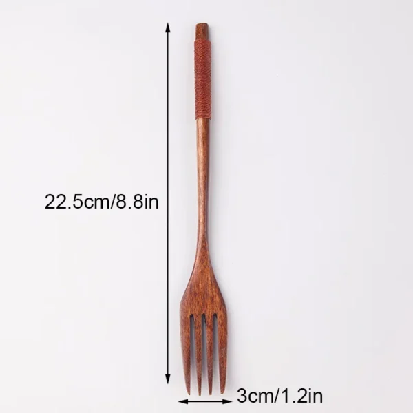 Fourchette en bois de bambou pour cuisine, ustensile de table, idéale pour desserts, salades, cadeau de maison – Image 13