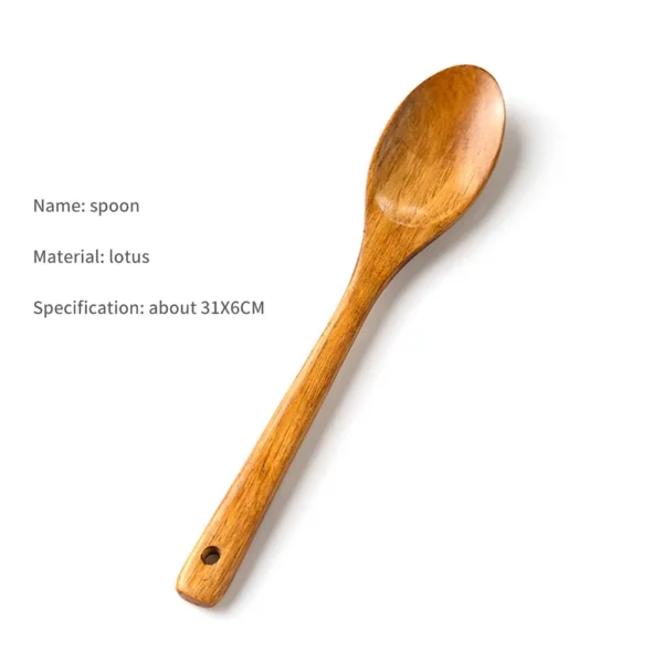 Cuillère en Bois en Bambou - Ustensile de Cuisine pour la Cuisson, Soupe, Thé, Service de Restauration - Vaisselle en Bois pour la Cuisine – Image 14