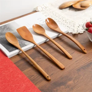 Cuillère en Bois en Bambou – Ustensile de Cuisine pour la Cuisson, Soupe, Thé, Service de Restauration – Vaisselle en Bois pour la Cuisine