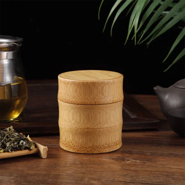 Boîte de rangement en bambou naturel pour aliments, thé, épices et noix - bocal organisateur écologique pour la cuisine. – Image 9