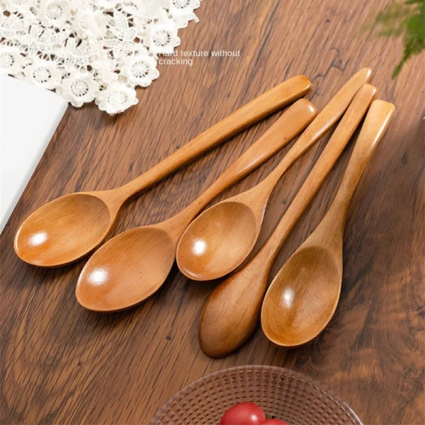 Cuillère en Bois en Bambou - Ustensile de Cuisine pour la Cuisson, Soupe, Thé, Service de Restauration - Vaisselle en Bois pour la Cuisine – Image 4