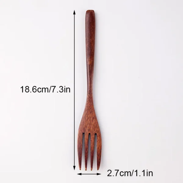 Fourchette en bois de bambou pour cuisine, ustensile de table, idéale pour desserts, salades, cadeau de maison – Image 7