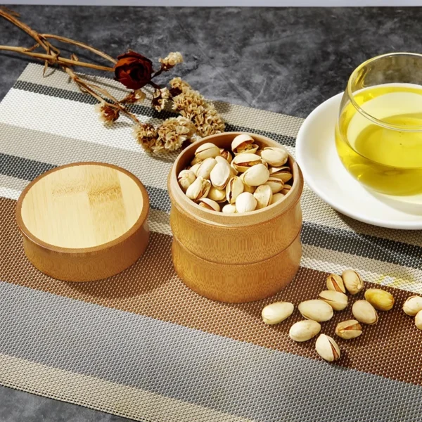 Boîte de rangement en bambou naturel pour aliments, thé, épices et noix - bocal organisateur écologique pour la cuisine. – Image 15