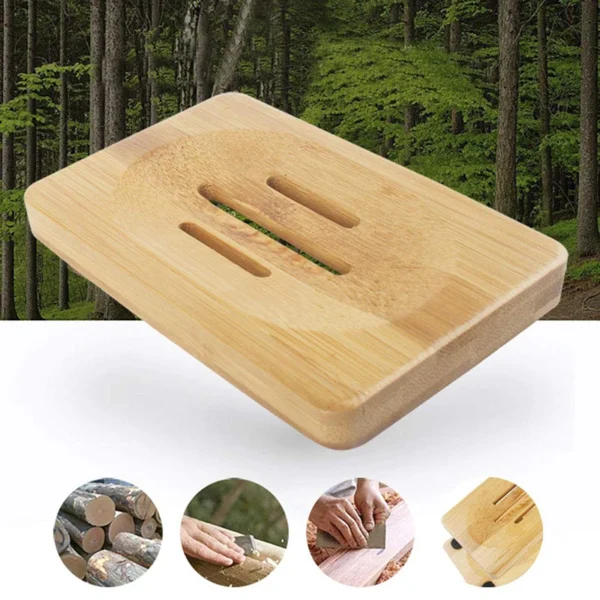GOALONE Natural Bamboo Soap Dish Original Ecological Wooden Soap Dish Holder Container Tray Bathroom Home Decoration Accessories – Image 6