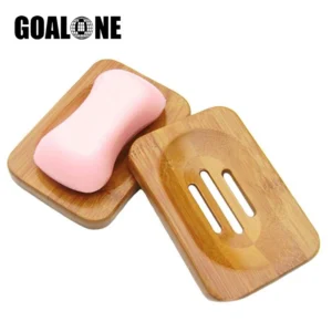 GOALONE Natural Bamboo Soap Dish Original Ecological Wooden Soap Dish Holder Container Tray Bathroom Home Decoration Accessories