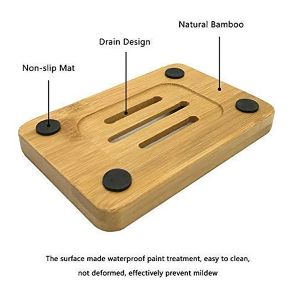GOALONE Natural Bamboo Soap Dish Original Ecological Wooden Soap Dish Holder Container Tray Bathroom Home Decoration Accessories – Image 2